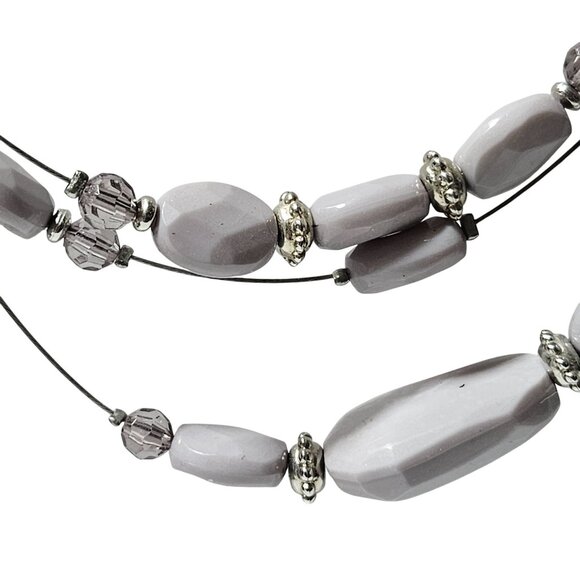 Elegant Multi Strand White Beaded Necklace Chunky Bead Statement Fashion Jewelry - Picture 2 of 6